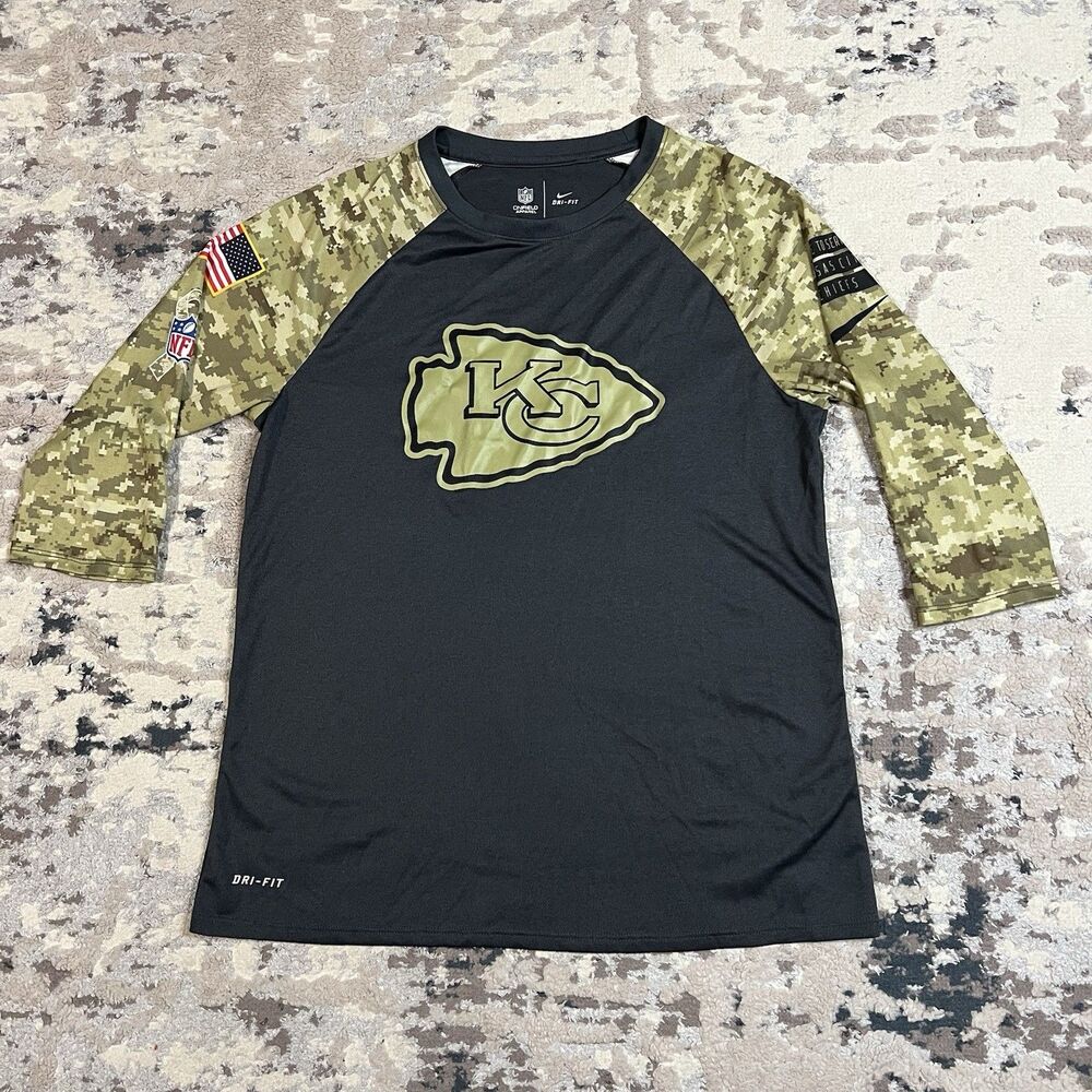 Nike DRI Fit On Field Chiefs Salute to Service Shirt Women Sz L Camo NFL Tee - Picture 1 of 10